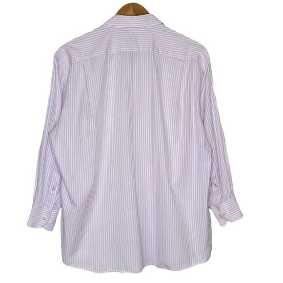 Tommy Bahama Mens Size 17.5 Striped Button Up Shirt Long Sleeve Lilac White - Picture 5 of 8